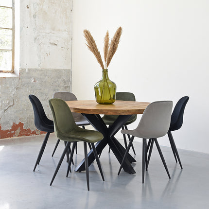 LABEL51 - Eetkamerstoel Capri 46x56x88 cm - Army Fluweel | Zwart Metaal
