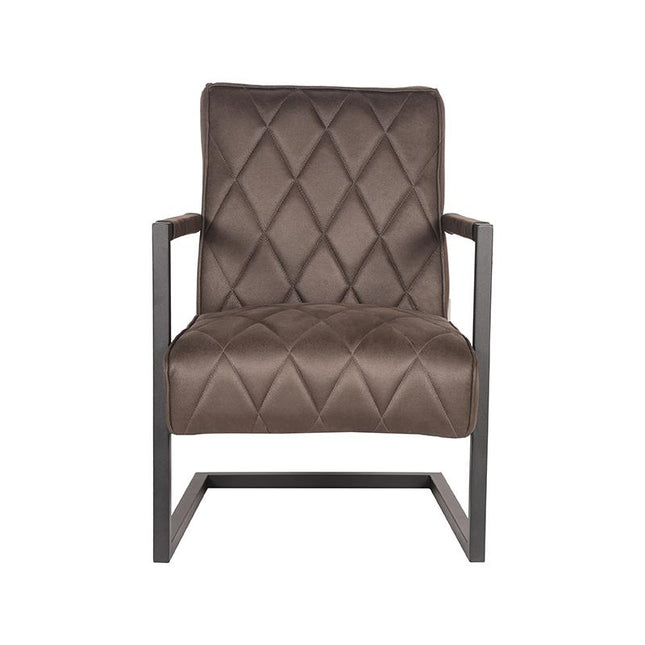 D-MAXX - Fauteuil Denmark 62x80x86 cm - Antraciet Microvezel | Zwart Metaal