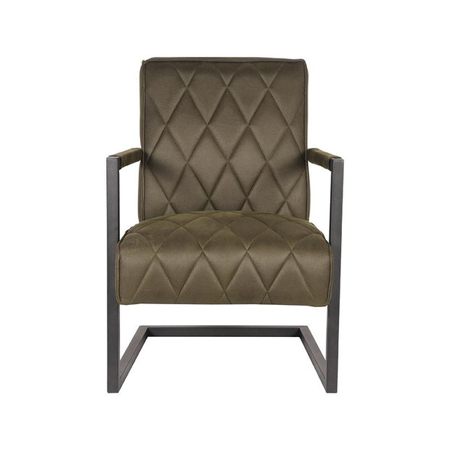 D-MAXX - Fauteuil Denmark 62x80x86 cm - Army Microvezel | Zwart Metaal