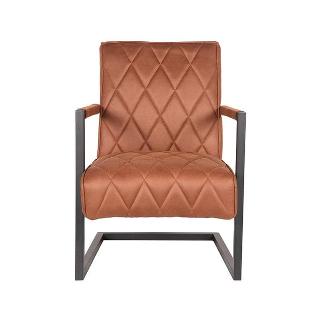 D-MAXX - Fauteuil Denmark 62x80x86 cm - Cognac Microvezel | Zwart Metaal