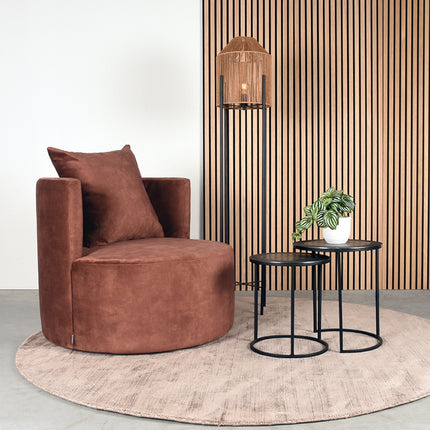 LABEL51 - Fauteuil Evy 90x90x75 cm - Rust Velours