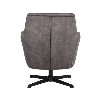 LABEL51 - Draaifauteuil Toby 75x80x85 cm - Antraciet Velours | Zwart Metaal