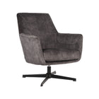 LABEL51 - Draaifauteuil Toby 75x80x85 cm - Antraciet Velours | Zwart Metaal