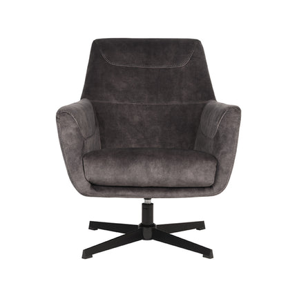 LABEL51 - Draaifauteuil Toby 75x80x85 cm - Antraciet Velours | Zwart Metaal
