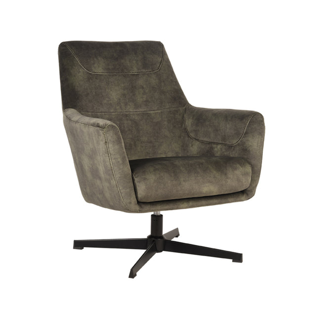 LABEL51 - Draaifauteuil Toby 75x80x85 cm - Hunter Velours | Zwart Metaal