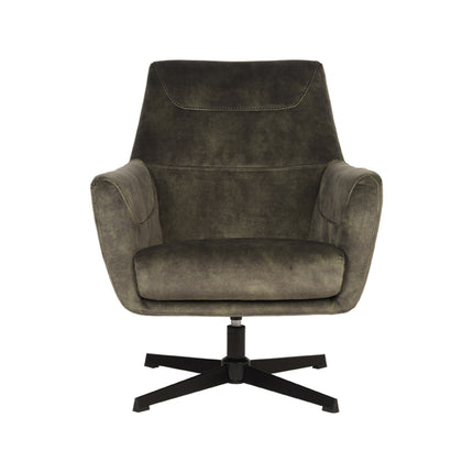 LABEL51 - Draaifauteuil Toby 75x80x85 cm - Hunter Velours | Zwart Metaal