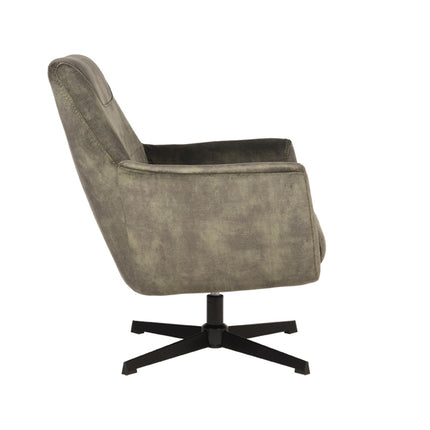 LABEL51 - Draaifauteuil Toby 75x80x85 cm - Hunter Velours | Zwart Metaal