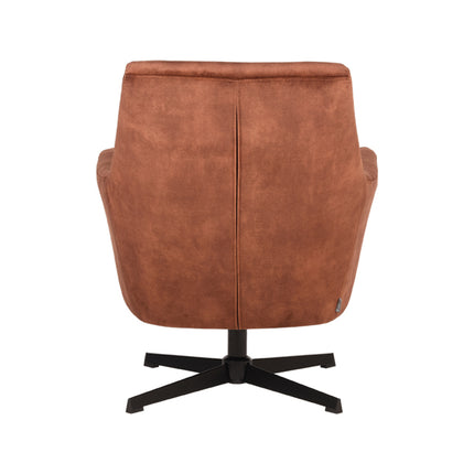 LABEL51 - Draaifauteuil Toby 75x80x85 cm - Rust Velours | Zwart Metaal