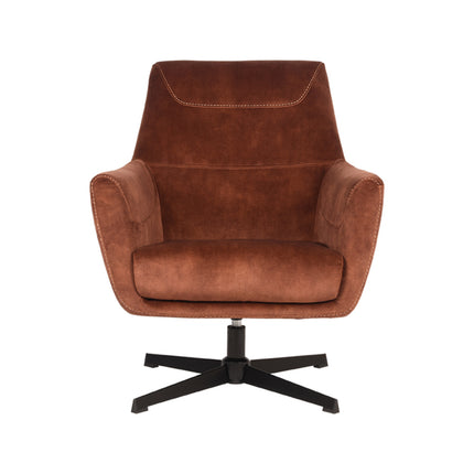 LABEL51 - Draaifauteuil Toby 75x80x85 cm - Rust Velours | Zwart Metaal
