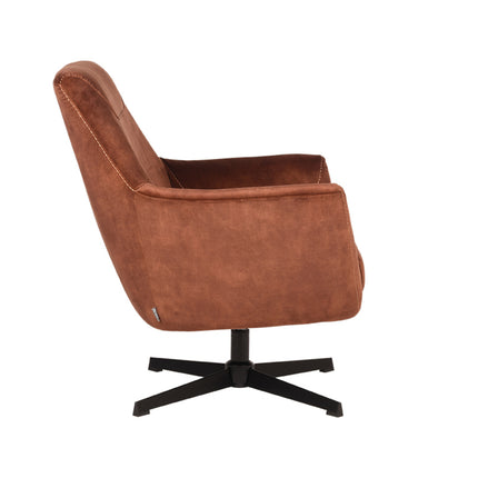 LABEL51 - Draaifauteuil Toby 75x80x85 cm - Rust Velours | Zwart Metaal