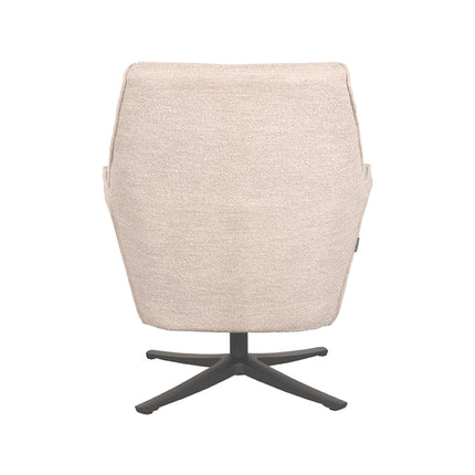 LABEL51 - Draaifauteuil Tod 76x75x90 cm - Naturel Boucle | Zwart Metaal