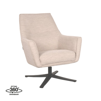 LABEL51 - Draaifauteuil Tod 76x75x90 cm - Naturel Boucle | Zwart Metaal