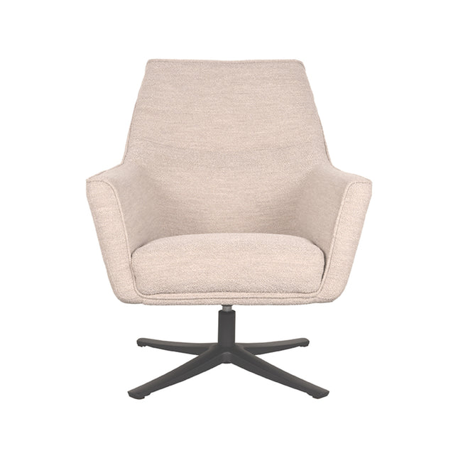 LABEL51 - Draaifauteuil Tod 76x75x90 cm - Naturel Boucle | Zwart Metaal