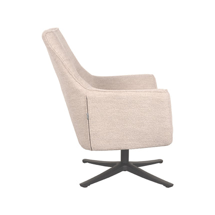 LABEL51 - Draaifauteuil Tod 76x75x90 cm - Naturel Boucle | Zwart Metaal