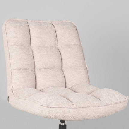 LABEL51 - Draaifauteuil Vince 63x74x91 cm - Naturel Boucle | Zwart Metaal