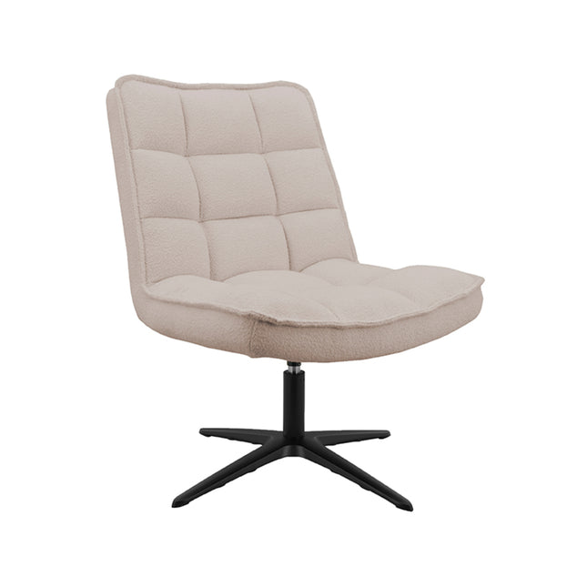 LABEL51 - Draaifauteuil Vince 63x74x91 cm - Naturel Boucle | Zwart Metaal