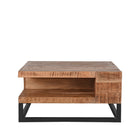 LABEL51 - Salontafel Cube 80x80x40 cm - Rough Mangohout | Zwart Metaal
