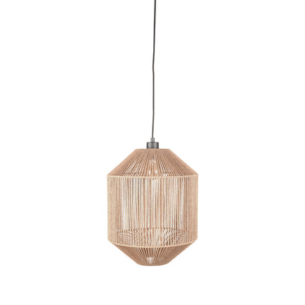 LABEL51 - Hanglamp Ibiza Cilinder 1-Lichts 33x33x162 cm - Naturel Jute | Zwart Metaal