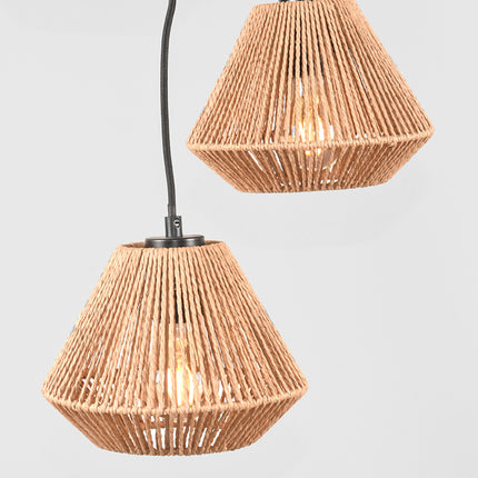 LABEL51 - Hanglamp Ibiza Diamond 3-Lichts 30x30x150 cm - Naturel Jute | Zwart Metaal