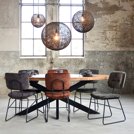 LABEL51 - Eetkamerstoel Dez 49x60x87 cm - Hunter Velours | Zwart Metaal