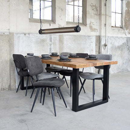 LABEL51 - Eetkamerstoel Lux 49x60x87 cm - Zinc Weave | Zwart Metaal