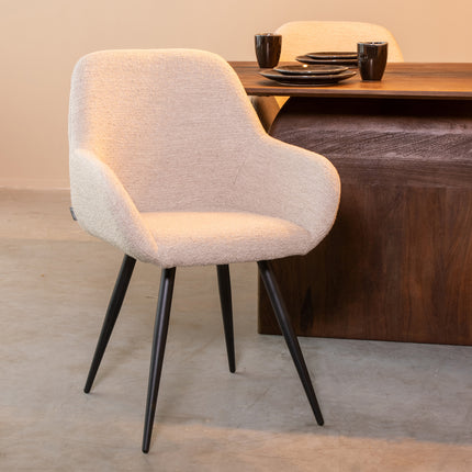 LABEL51 - Eetkamerstoel Fender 59x57x87 cm - Naturel Boucle | Zwart Metaal