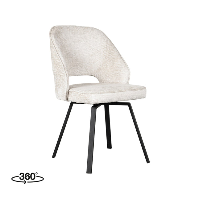 LABEL51 - Eetkamerstoel Lewis 52x58x84 cm - Creme Elegance | Zwart Metaal