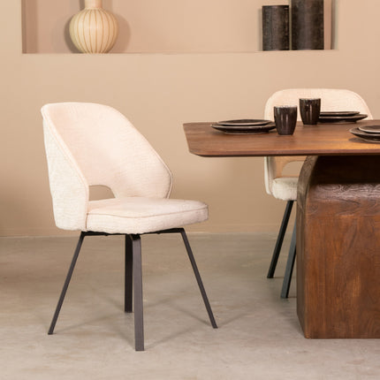 LABEL51 - Eetkamerstoel Lewis 52x58x84 cm - Creme Elegance | Zwart Metaal