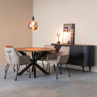LABEL51 - Eetkamerstoel Lenny 56x64x84 cm - Taupe Micro Suede | Zwart Metaal