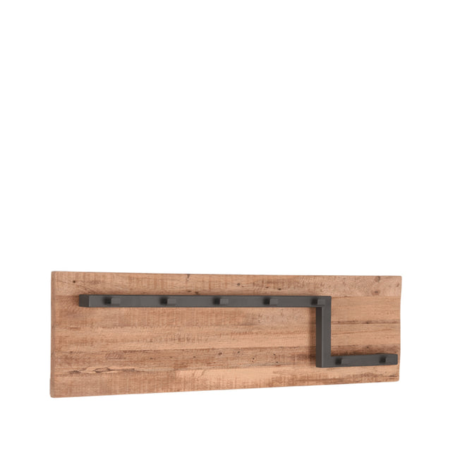 LABEL51 - Kapstok Road 90x13x25 cm - Burned Steel Metaal l Naturel Mangohout