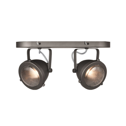 LABEL51 - Led Spot Moto 2-Lichts 35x12x16 cm - Burned Steel Metaal l Glas