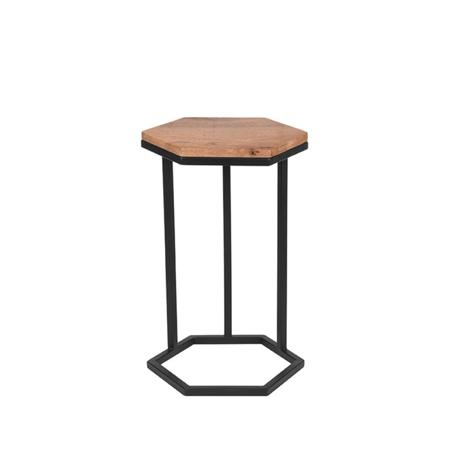 D-MAXX - Laptoptafel Slide 40x40x62 cm - Rough Mangohout | Zwart Metaal