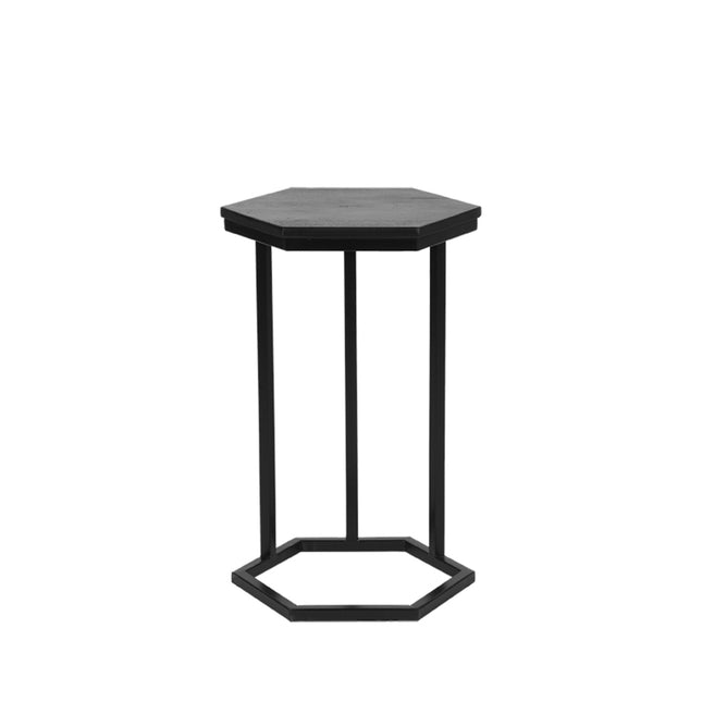 D-MAXX - Laptoptafel Slide 40x40x62 cm - Zwart Mangohout | Zwart Metaal