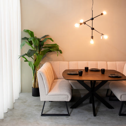 LABEL51 - Eetkamerbank Modula 2-Zits 100x62x92 cm - Naturel Boucle | Zwart Metaal