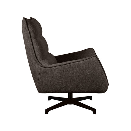 LABEL51 - Draaifauteuil Rodia 80x90x102 cm - Bruin Boucle | Zwart Metaal