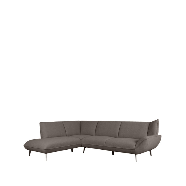 LABEL51 - Hoekbank Pesaro Links 274x203x82 cm - Bruin Boucle | Zwart Metaal