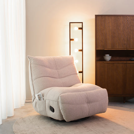 LABEL51 - Relaxfauteuil Take It Easy 84x104x94 cm - Naturel Boucle | Zwart Metaal