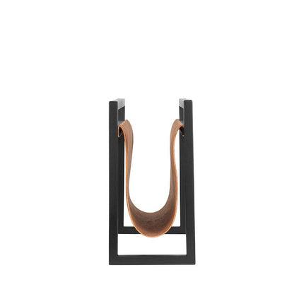LABEL51 - Magazinehouder 45x20x38 cm - Cognac Leder | Zwart Metaal