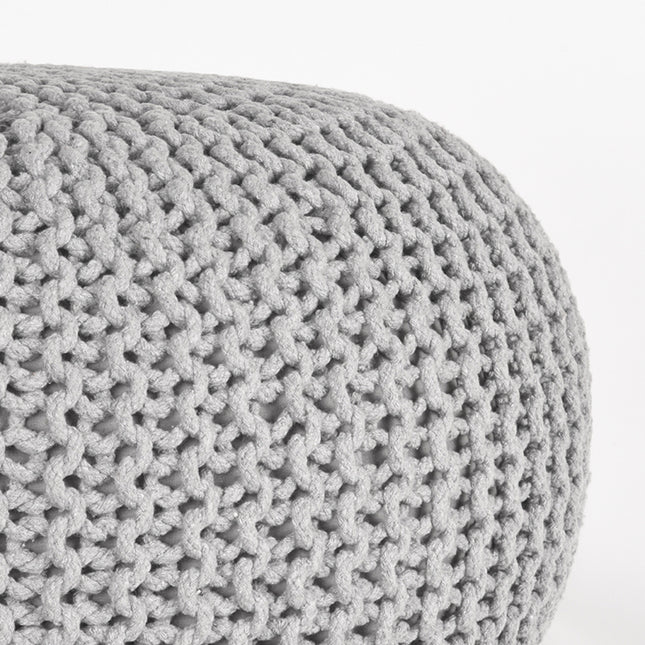 LABEL51 - Poef Gebreid 70x70x35 cm| L - Lichtgrijs Katoen
