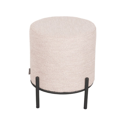 LABEL51 - Poef Troy 43x43x48 cm| M - Naturel Boucle | Zwart Metaal