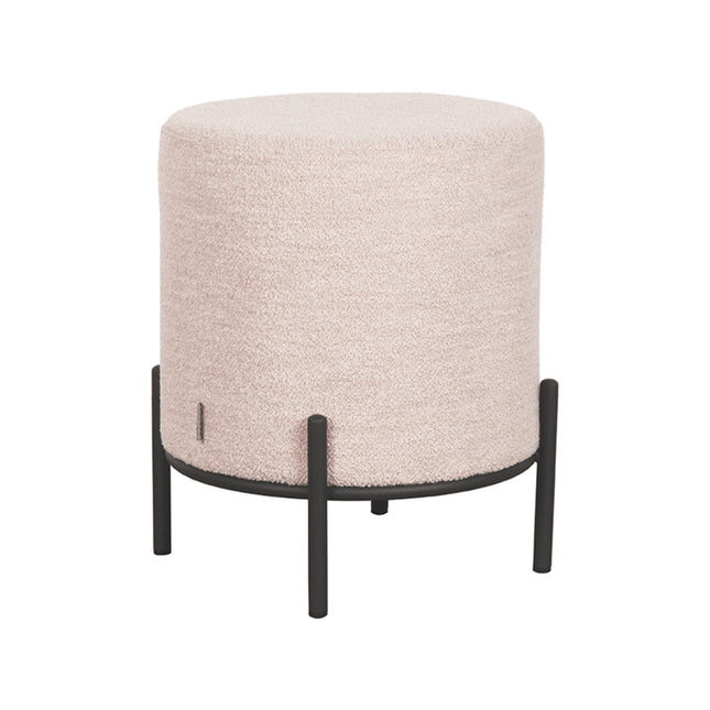 LABEL51 - Poef Troy 43x43x48 cm| M - Naturel Boucle | Zwart Metaal