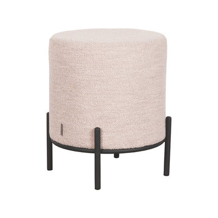 LABEL51 - Poef Troy 43x43x48 cm| M - Naturel Boucle | Zwart Metaal