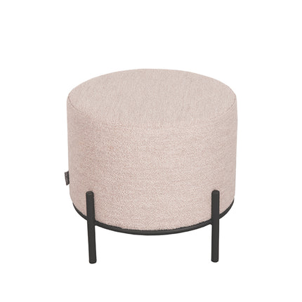 LABEL51 - Poef Troy 48x48x42 cm| L - Naturel Boucle | Zwart Metaal