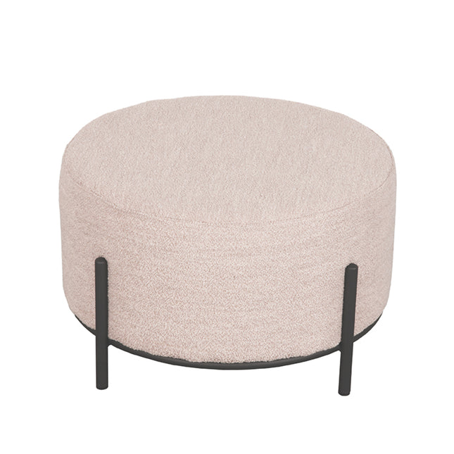 LABEL51 - Poef Troy 58x58x35 cm| XL - Naturel Boucle | Zwart Metaal