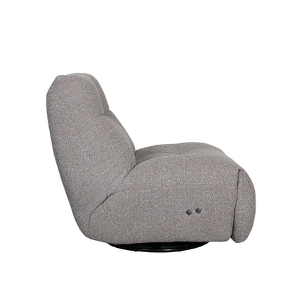 LABEL51 - Elektrische Fauteuil Relax and Recharge 90x110x95 cm - Mushroom Royal Boucle | Zwart Metaal
