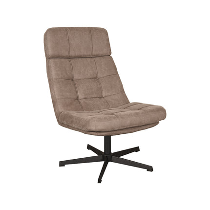 LABEL51 - Draaifauteuil Alvar 53x57x83 cm - Taupe Micro Suede | Zwart Metaal