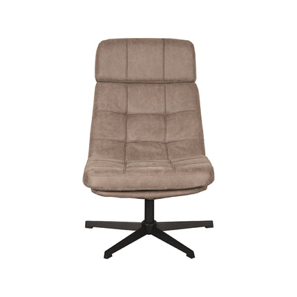 LABEL51 - Draaifauteuil Alvar 53x57x83 cm - Taupe Micro Suede | Zwart Metaal