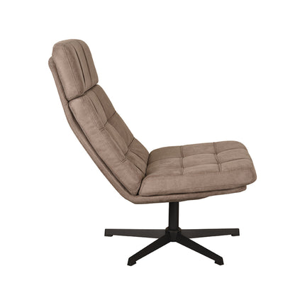 LABEL51 - Draaifauteuil Alvar 53x57x83 cm - Taupe Micro Suede | Zwart Metaal