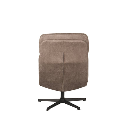 LABEL51 - Draaifauteuil Alvar + Hocker 53x57x83 cm - Taupe Micro Suede | Zwart Metaal