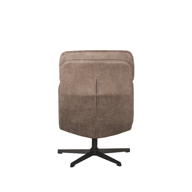 LABEL51 - Draaifauteuil Alvar + Hocker 53x57x83 cm - Taupe Micro Suede | Zwart Metaal